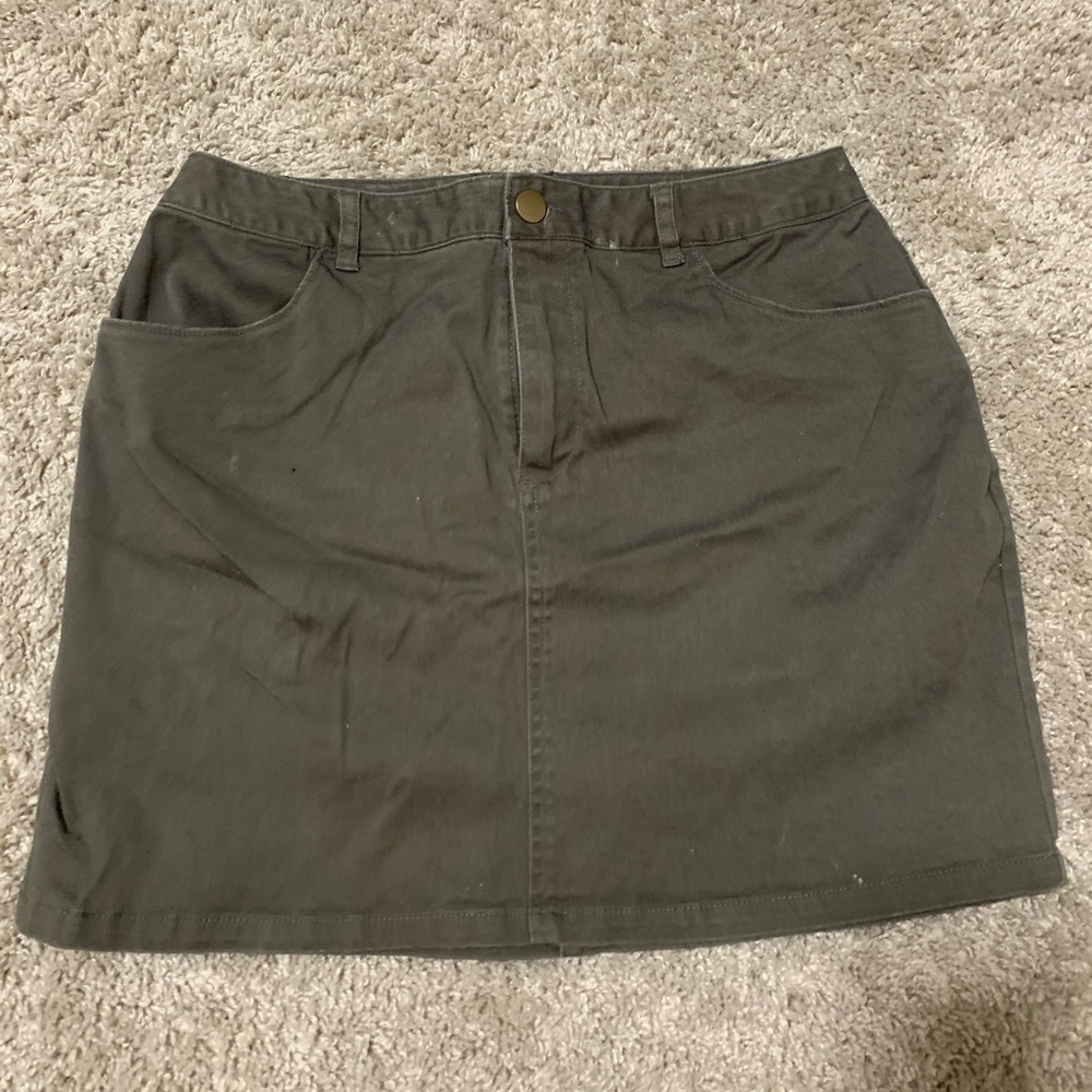 Olive green denim skirt